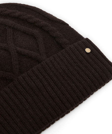 Women's Knitted Beanie in Brown