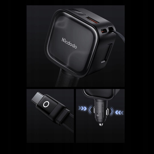 Mcdodo Φορτιστής Αυτοκινήτου 93W με Θύρες: 2xUSB-A 1xType-C μαζί με Καλώδιο Type-C Μαύρο Χρώμα