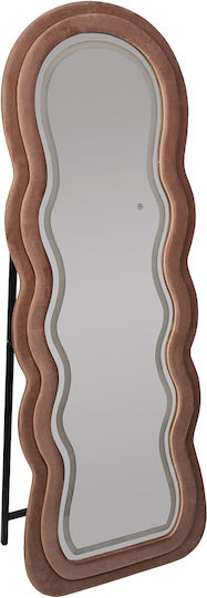 Keskor Mirror with Brown Wooden Frame & LED Lighting 160x60cm