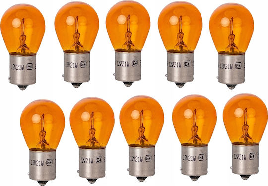 M-Tech Becuri Auto Bulb -BAU15s Portocalii 12V 21W 10 Bucăți