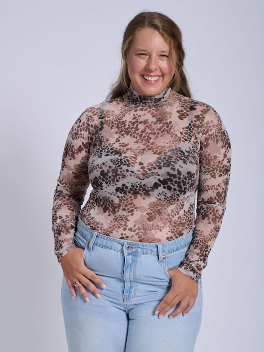 Damen-Body mit Rollkragen Greige