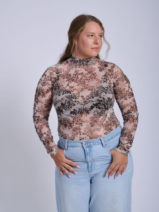 Damen-Body mit Rollkragen Greige