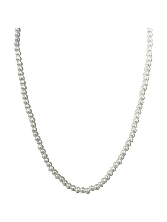 Steel Necklace with Pearls
