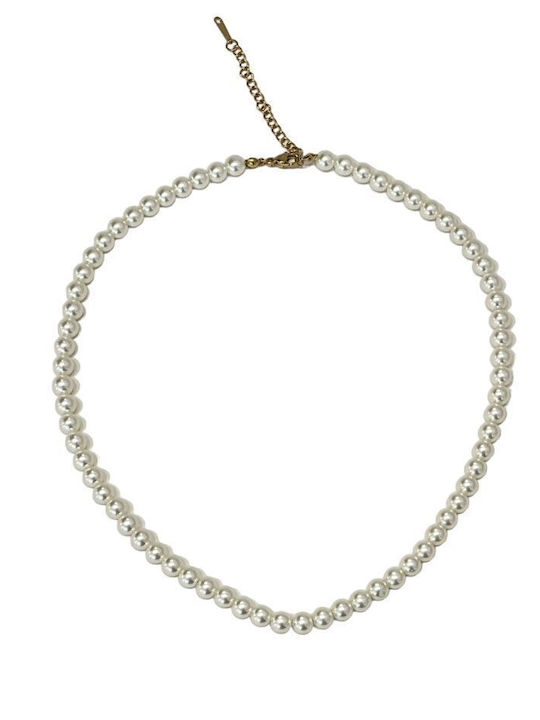 Steel Necklace with Pearls