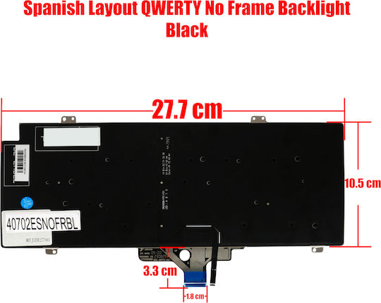 Tastatură în Spaniolă pentru Laptop Dell Latitude 7420 7430 7520 7530 0nt58m Nt58m Mv4x8 0d41ww 0tm1d7 Tm1d7 Mf1dr 0mf1dr Njgwk Es Fără Ramă cu Iluminare din Spate Neagră Κωδ.40702esnofrbl