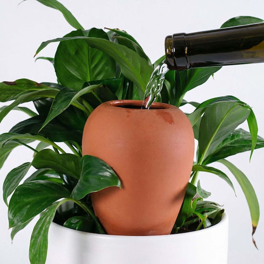 Set 2 Relaxdays Plant Watering Spikes Clay 350 Ml Slow-release Irrigation System Brown
