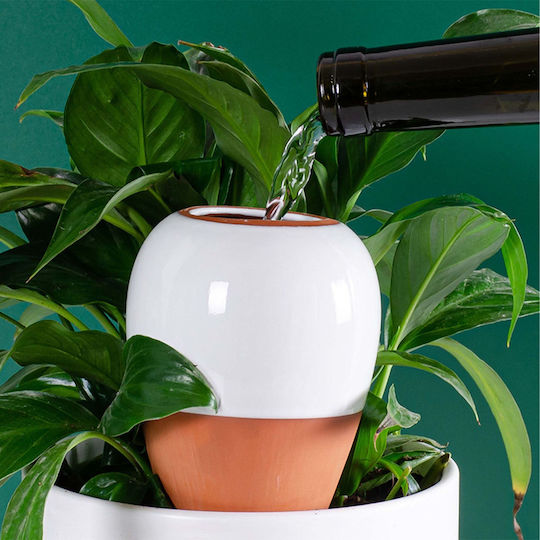 Set 4 Relaxdays Plant Watering Spikes Clay 350 Ml Slow-release Irrigation System White