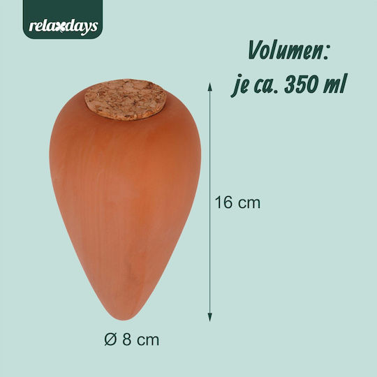 Set de 4 țepi de irigare pentru plante din lut Relaxdays, 350 ml, sistem de irigare lentă, maro