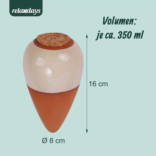 Set 4 Relaxdays Plant Watering Spikes Clay 350 Ml Slow-release Irrigation System Beige Brown