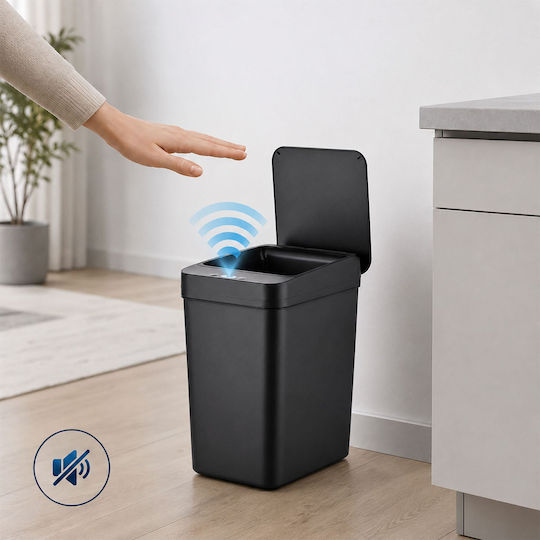 Relaxdays Coș de Gunoi din Plastic cu Senzor 9 l Negru