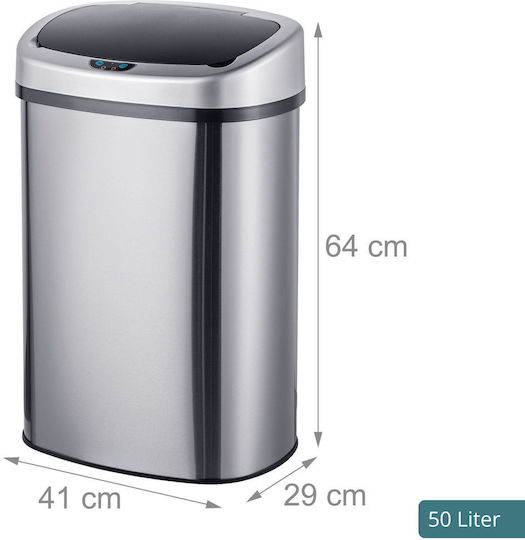Relaxdays Coș de Gunoi din Oțel Inoxidabil cu Senzor 50 l Gri