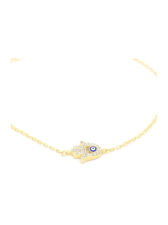Brățară de Damă cu Model Ochișor din Argint Placat cu Aur și Zircon 20 cm Brățară de Damă cu Model Ochișor din Argint Placat cu Aur și Zircon 20 cm