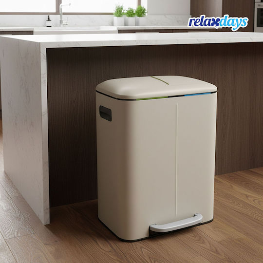 Relaxdays Coș de Reciclare din Plastic cu Pedală 20 l Bej