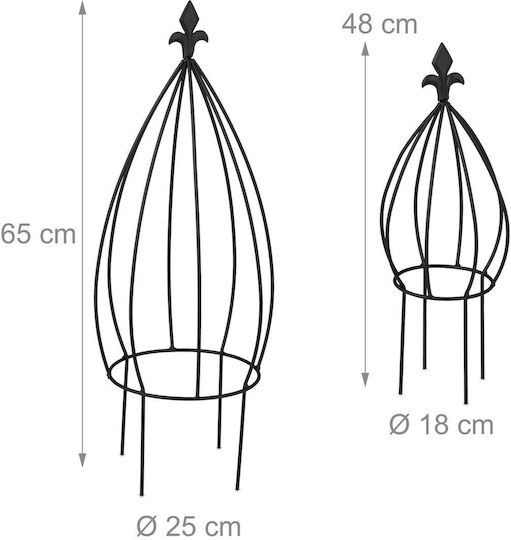 Relaxdays Climbing Plant Supports Set 2 Onion-shaped Black