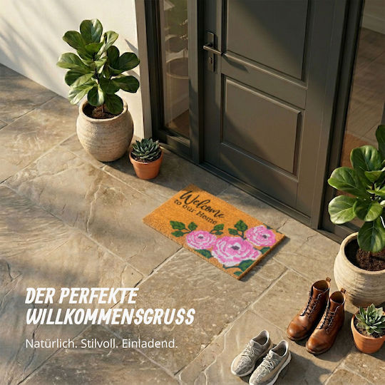 Relaxdays Covoraș de Intrare din Fibră de Cocos cu Suport Antiderapant Multicolor 60x40cm Grosime 15mm
