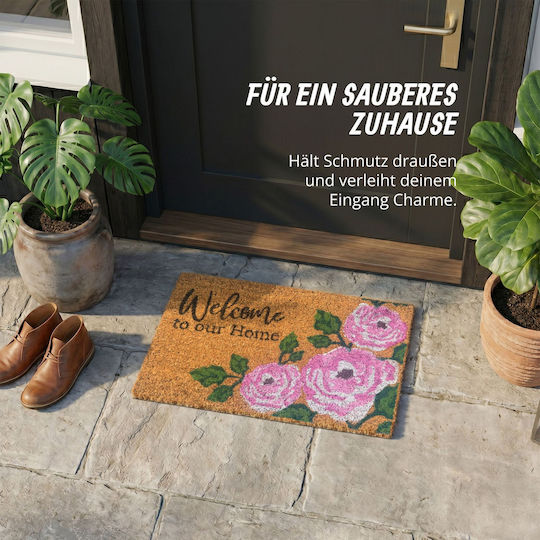 Relaxdays Covoraș de Intrare din Fibră de Cocos cu Suport Antiderapant Multicolor 60x40cm Grosime 15mm