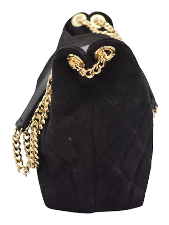 Geantă Dama din Piele Împletită de Umăr / Crossbody Suede Neagră