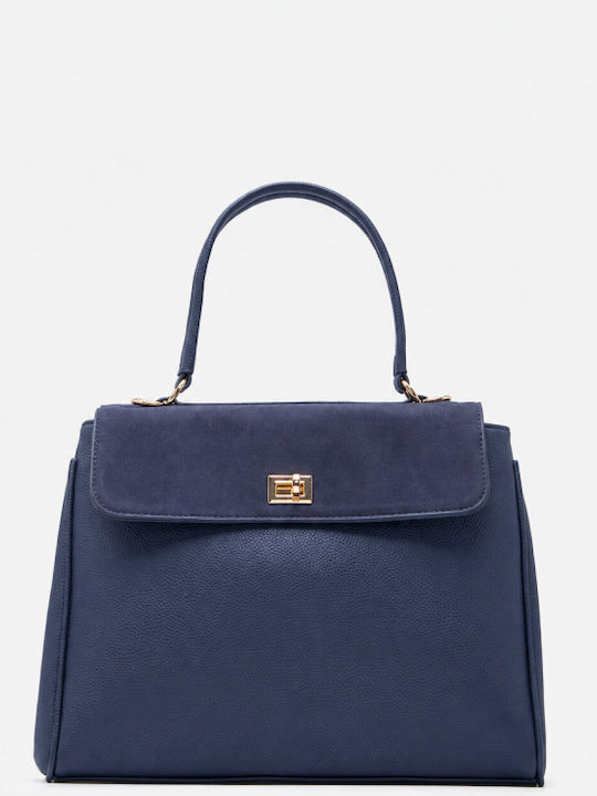 Dunkelblaue Damen-Stoffhandtasche