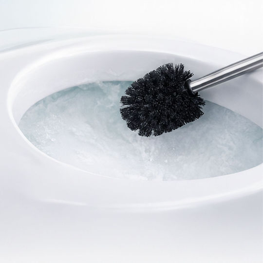 Relaxdays Perie de Toaletă din Inox pentru Baie, Neagră