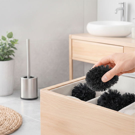Relaxdays Perie de Toaletă din Inox pentru Baie, Neagră