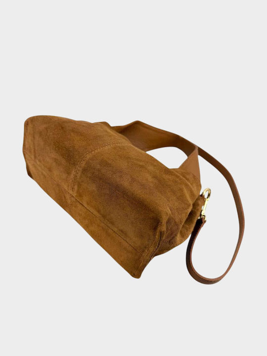 Brown Suede Leather Women's Handbag / Shoulder Bag
