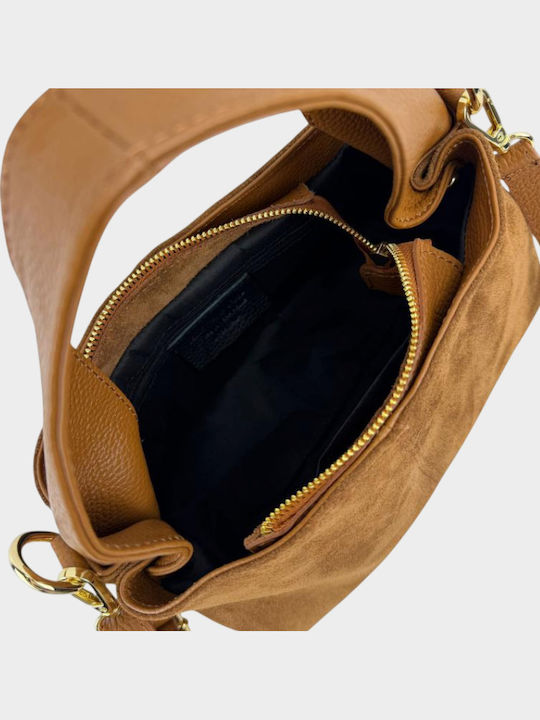 Brown Suede Leather Women's Handbag / Shoulder Bag