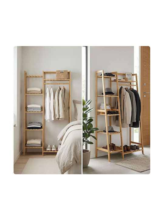 Relaxdays Κρεμάστρα Δαπέδου από Bamboo Μπεζ 140x80.5cm