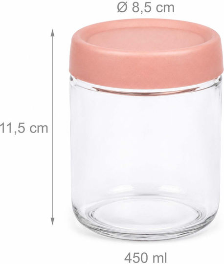 Relaxdays Set de 4 Borcane din Sticlă cu Capac, pentru Utilizare Generală, 450 ml, 4 Bucăți,