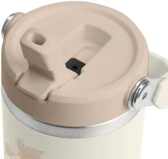 Stanley Iceflo Flip Straw Thermos Bottle BPA Free 410ml Cream with Straw