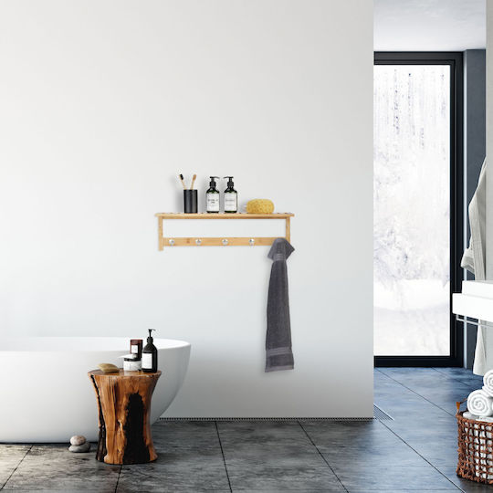 Relaxdays Стенна закачалка с 5 места, кафява