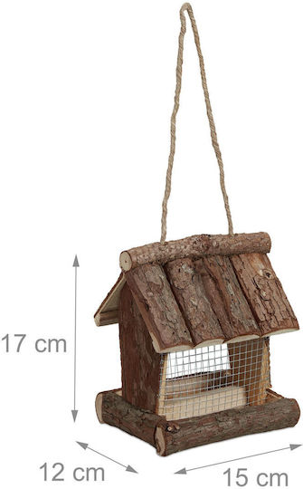 Hrănitoare pentru Păsări Relaxdays din Lemn Natural 17 × 15 × 12 Cm Maro
