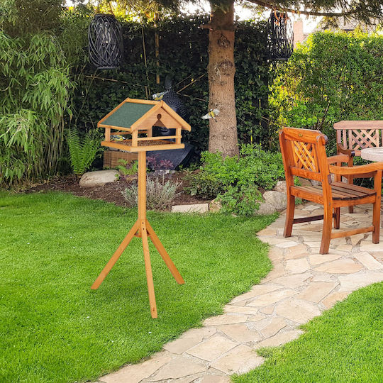 Relaxdays Hrănitoare pentru Păsări cu Suport din Lemn Verde Natural 120 X 62 X 55 Cm