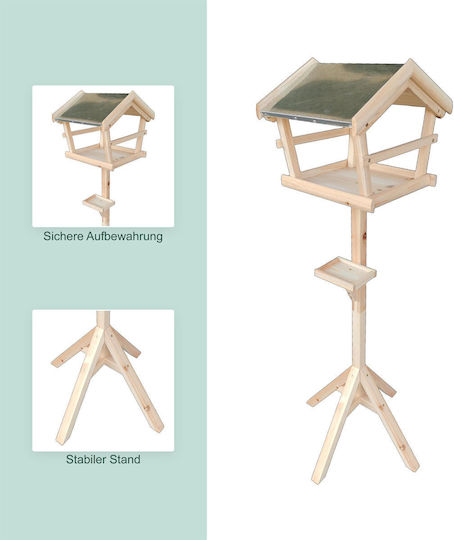 Hrănitoare Pentru Păsări Relaxdays 10052238_126 Din Lemn De Brad Cu Acoperiș Din Metal Rezistent La Intemperii Lemn Natural 121 X 36 X 30 Cm