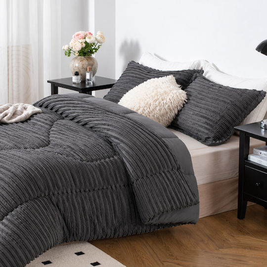 Saray Home Double Duvet Set with Microfiber Filling 240x220cm Ruffles 100 200 GSM