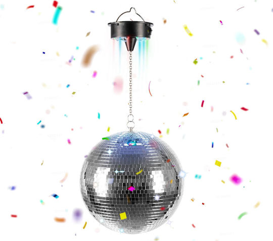 Relaxdays Glob Disco cu Motor și Lumini 20 cm Negru Argintiu