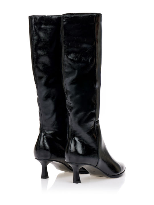 Damenstiefel aus Wildleder mit Mittelhohem Absatz Schwarz