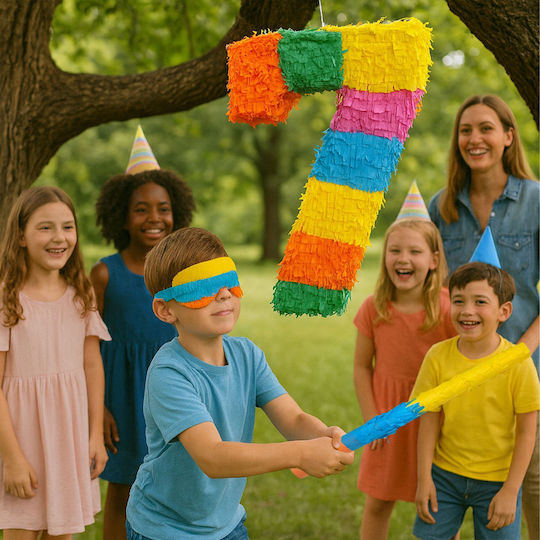 Relaxdays Number Piñata Stick Mask Multicoloured 40 × 60 Cm