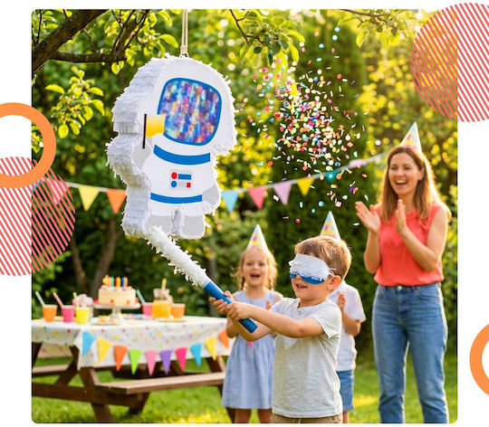 Relaxdays Astronaut Piñata Set Stick Mask White-blue-yellow