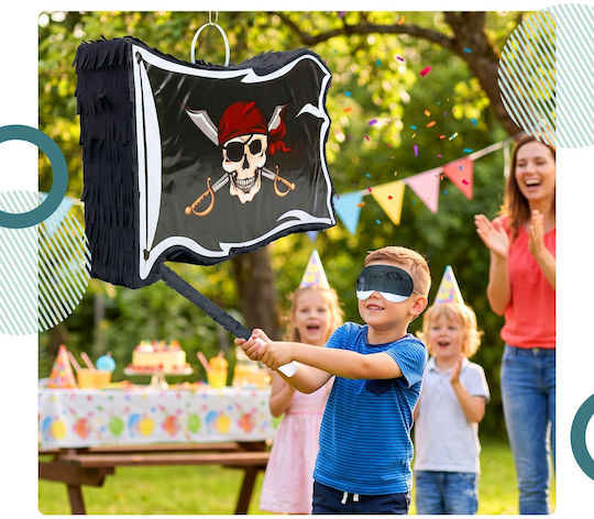 Relaxdays Pirate Flag Piñata Mask Red White Black Bat
