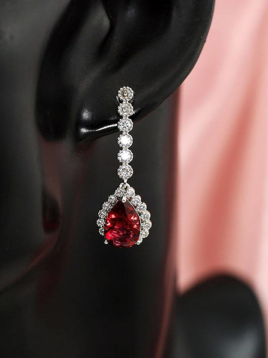 Red Stone Teardrop Earrings