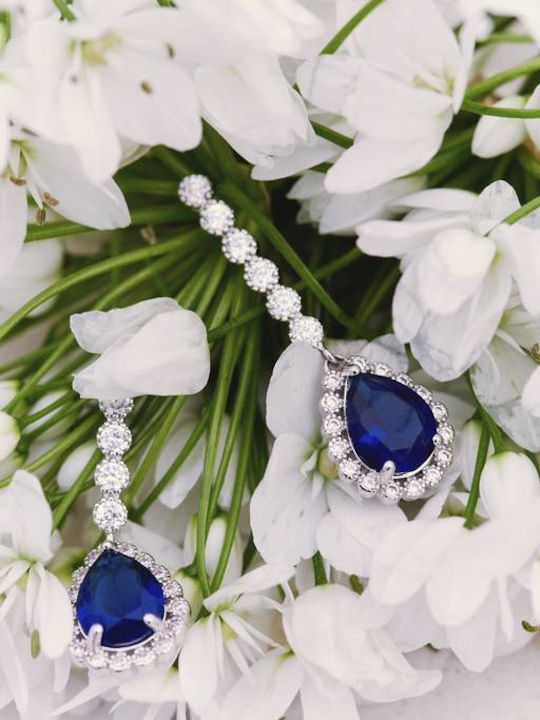 Blue Stone Teardrop-Shaped Earrings