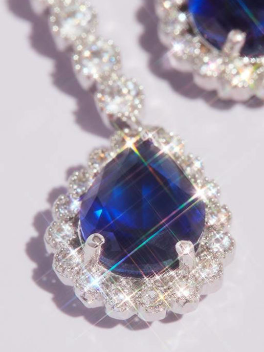 Blue Stone Teardrop-Shaped Earrings