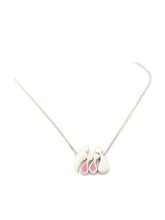 Marakis Family Necklace in Rose Gold Plated Silver Pink