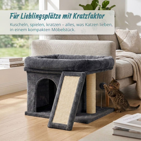 Компактна клетка за котка Relaxdays, антрацитносив цвят, 38,5 × 54 × 45 см, с перяща се възглавница