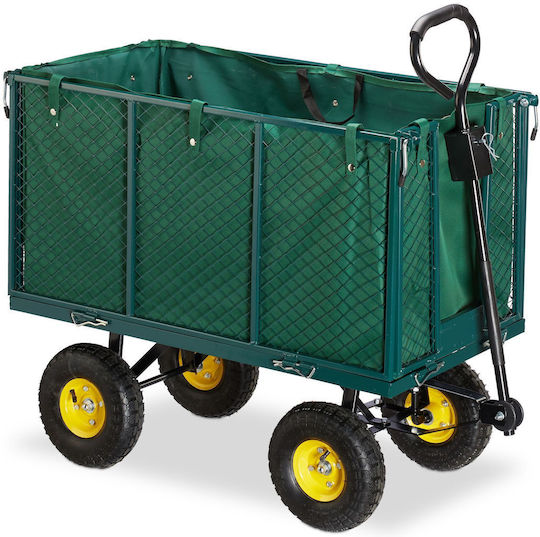 Relaxdays Transport Trolley Foldable Dark Green-yellow-black Xl