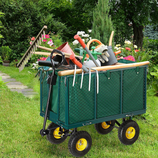 Relaxdays Transport Trolley Foldable Dark Green-yellow-black Xl