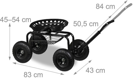 Relaxdays Garden Chair Wheels Black Adjustable Storage Compartment
