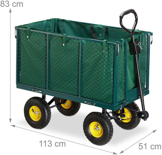 Relaxdays Transport Trolley Foldable Dark Green-yellow-black Xl