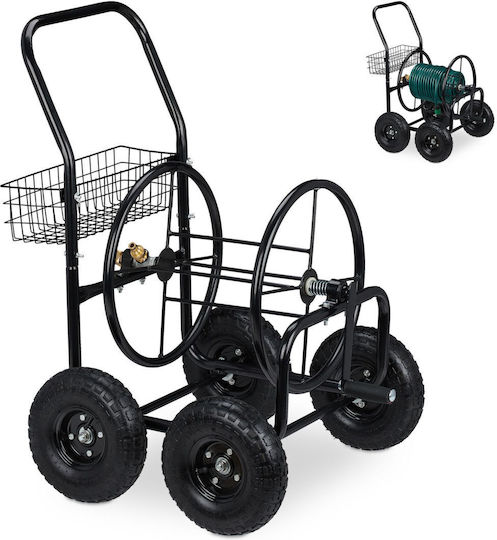 Relaxdays Black Hose Cart 4 Wheels