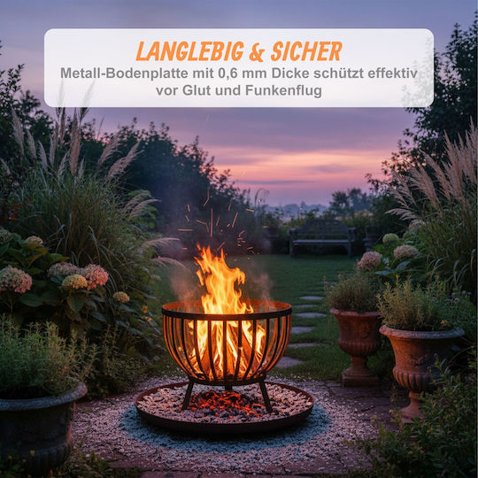 Relaxdays Stahl-Bodenplatte für Feuerkorb